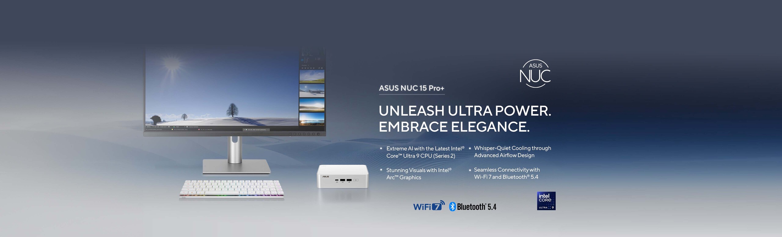 Un NUC 15 Pro+ è posizionato accanto al monitor che mostra l'elaborazione delle immagini