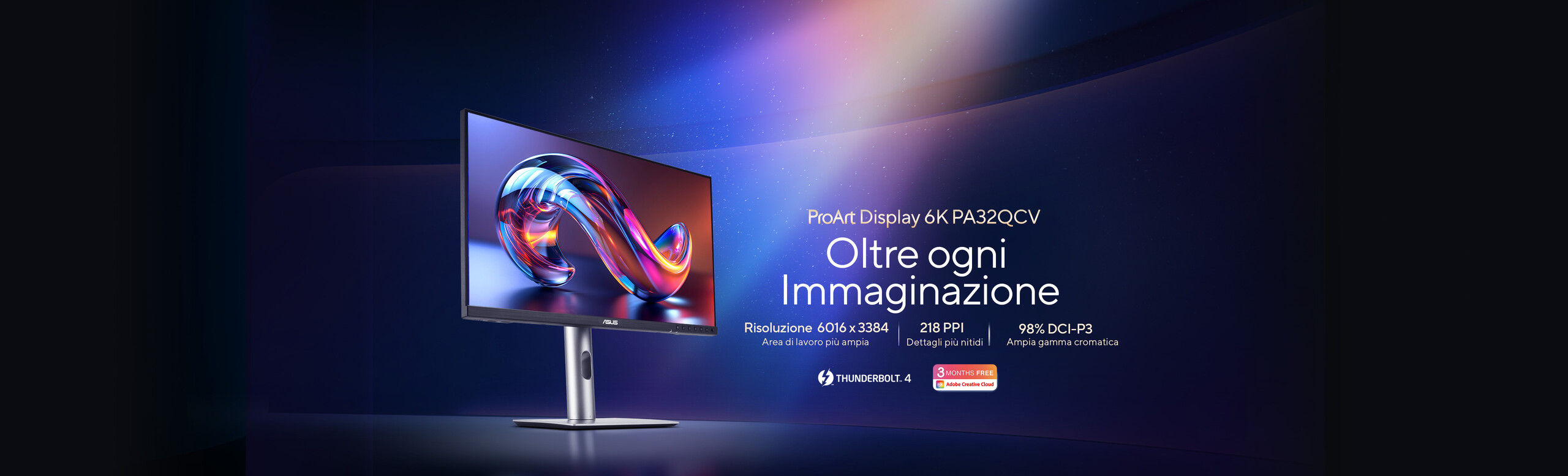 L'immagine mostra il monitor professionale ProArt Display 6K PA32QCV