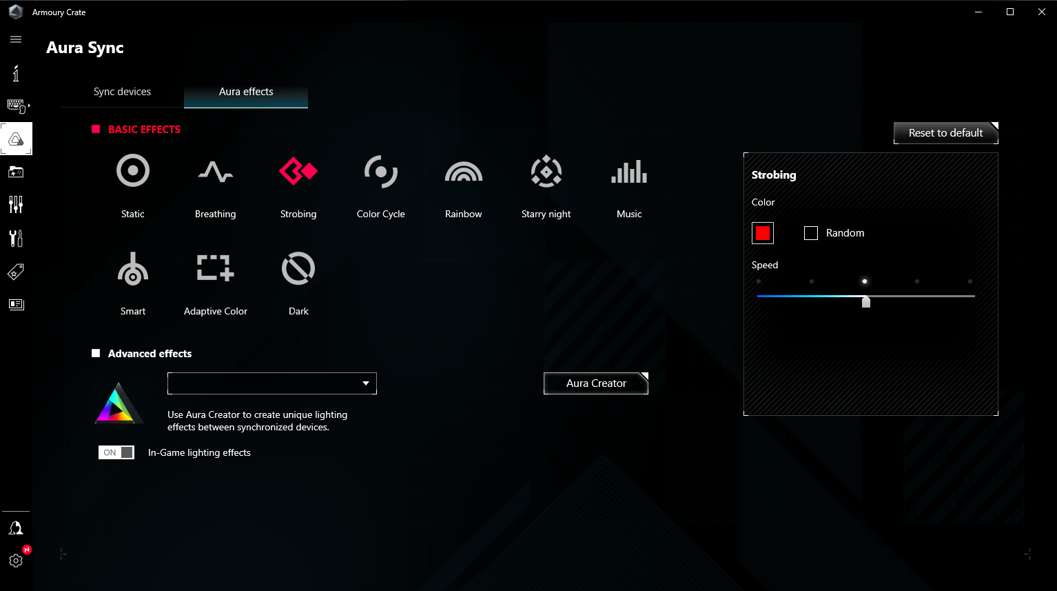 הממשק משתמש של ASUS Aura Sync