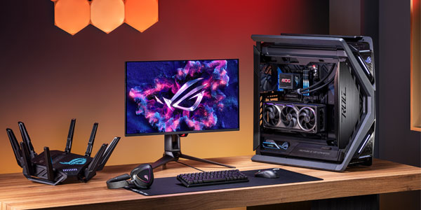 A set of ASUS products  including display, PC and accessories