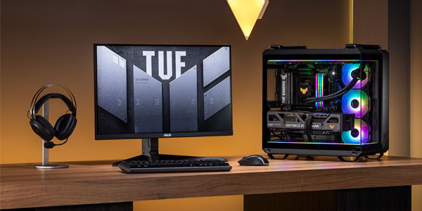 A set of ASUS products  including display, PC and accessories