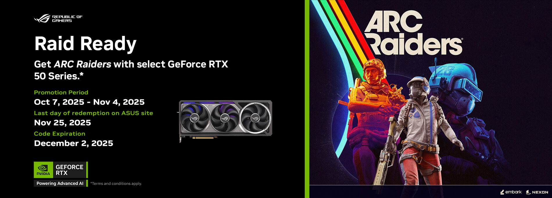 Get ARC Raiders with select ASUS GeForce RTX 50 Series Graphics Card