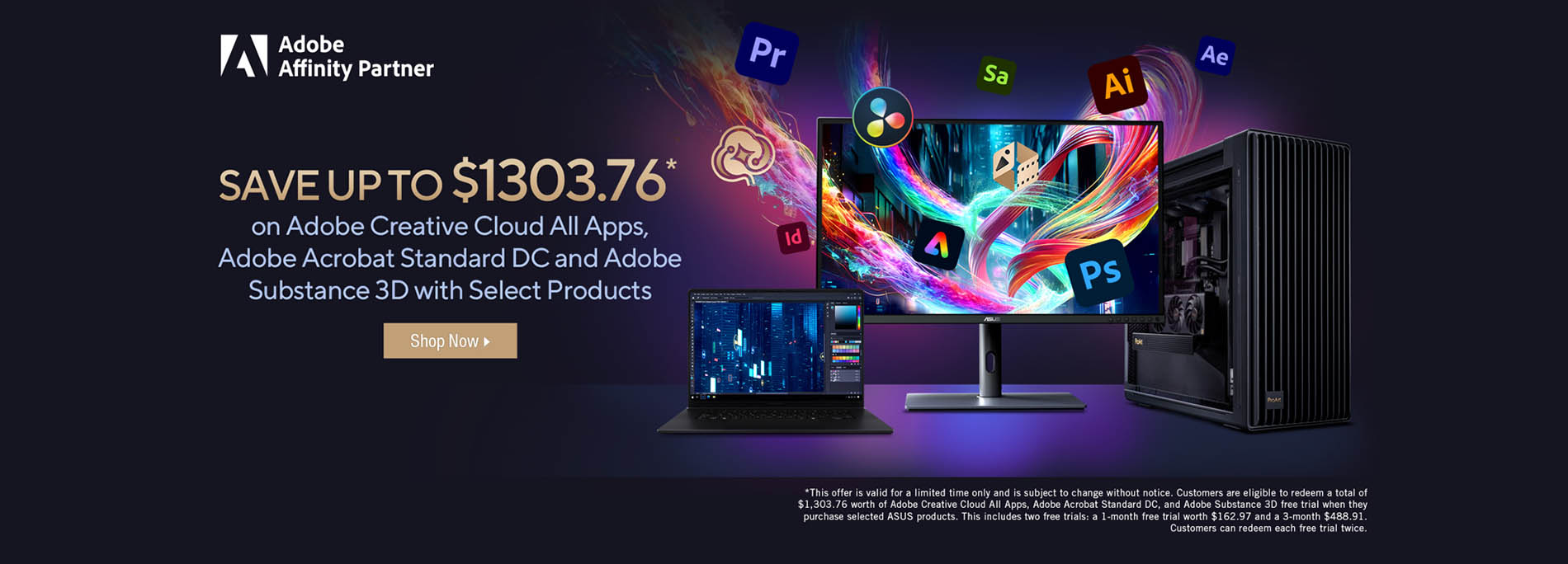 ASUS Now with 3 Months of Adobe Creative Cloud (A $488.91 VALUE)