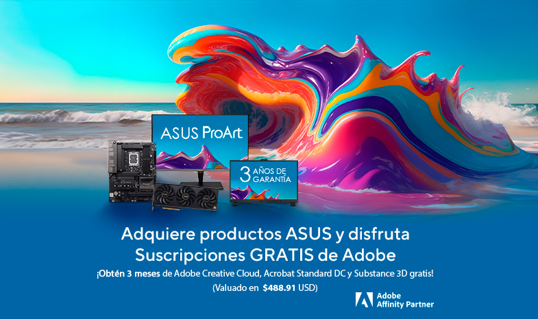 ASUS ahora con 3 meses de Adobe Creative Cloud (Valor de $488.91 USD)