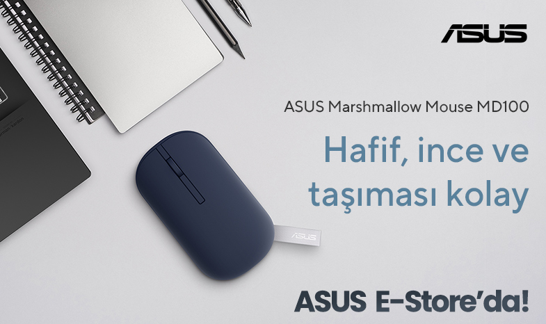 Hafif, ince  ve taşıması kolay! ASUS Marshmallow Mouse MD100 ASUS E-Store'da!