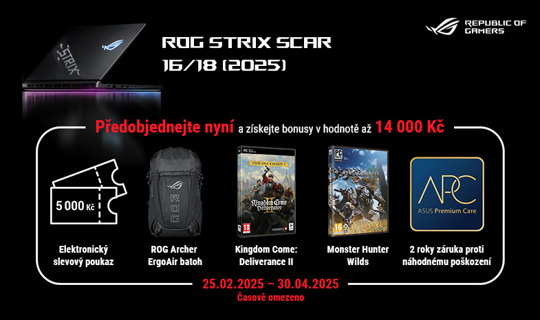 ROG Prémiový balíček – předobjednejte si jeden z vybraných ASUS ROG notebook a získejte bonusy v hodnotě až 14 000 Kč!