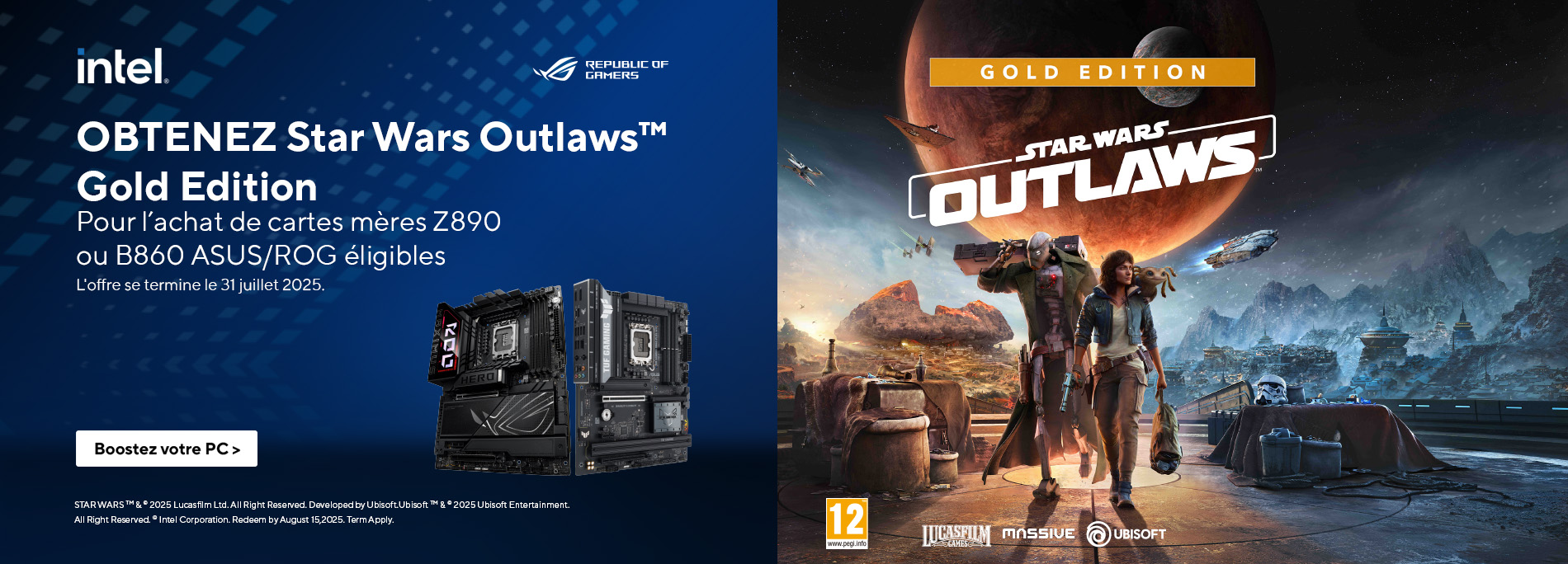 Offre de jeu ASUS x Intel – Recevez Star Wars Outlaws