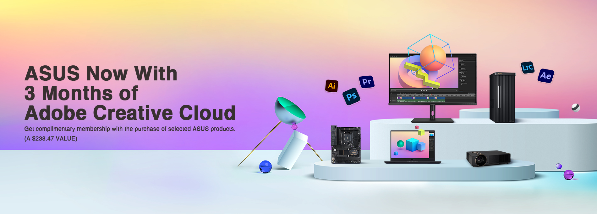 ASUS ahora con 3 meses de Adobe Creative Cloud (por un valor de 238,47 $).