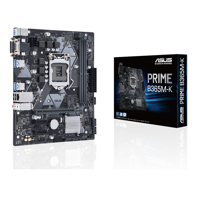 PRIME B365M-K front view, 45 degrees, with color box