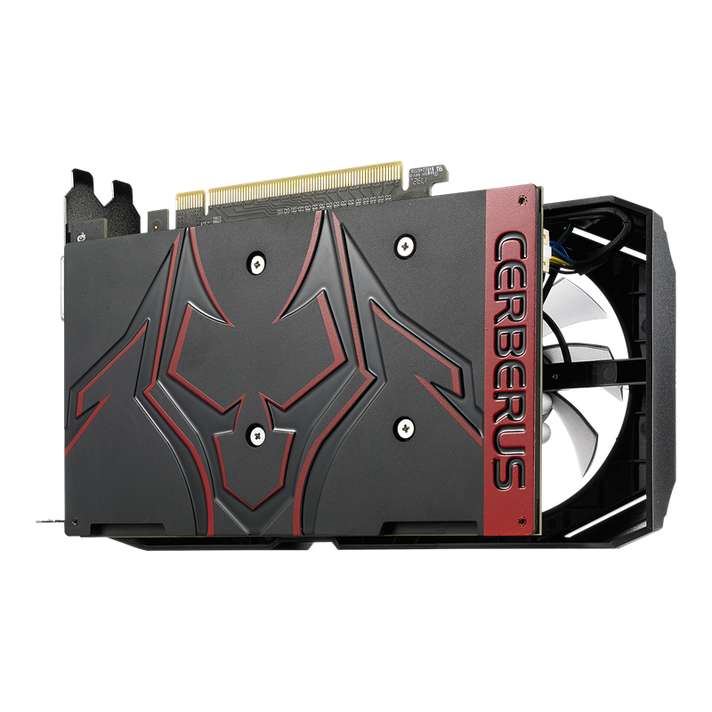 Cerberus GeForce GTX 1050 Ti OC Edition 4GB GDDR5 graphics card, angled rear view