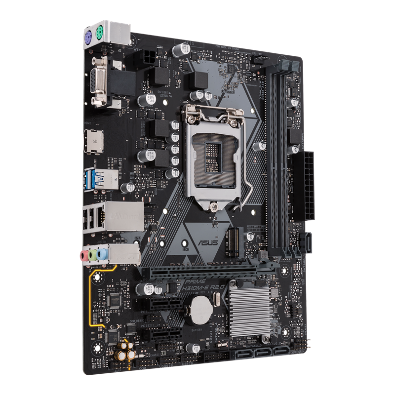PRIME H310M-E R2.0 front view, 45 degrees