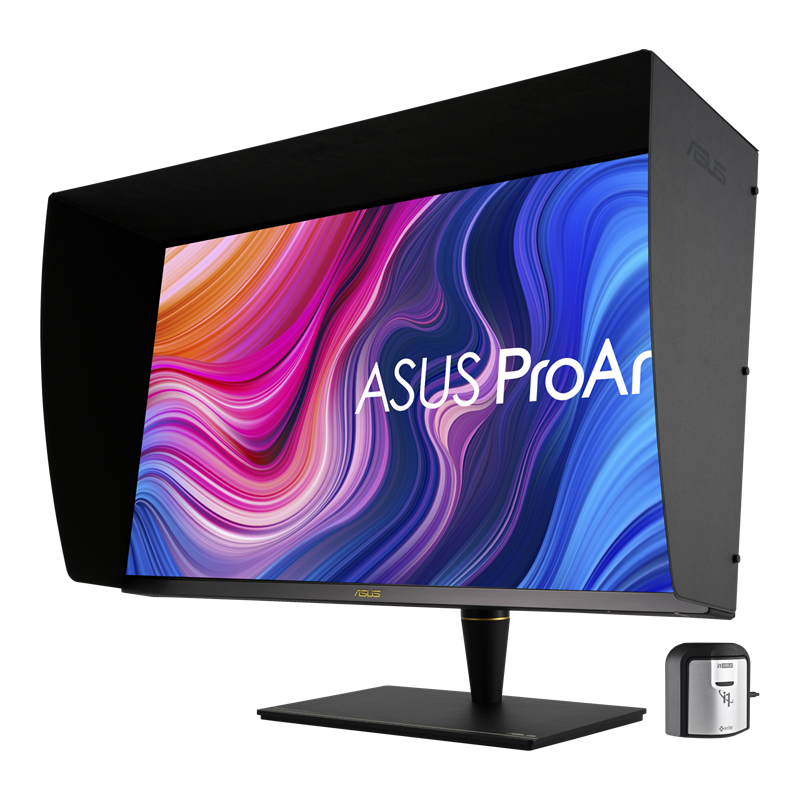 ProArt Display PA32UCX-PK, front view, tilted 45 degrees