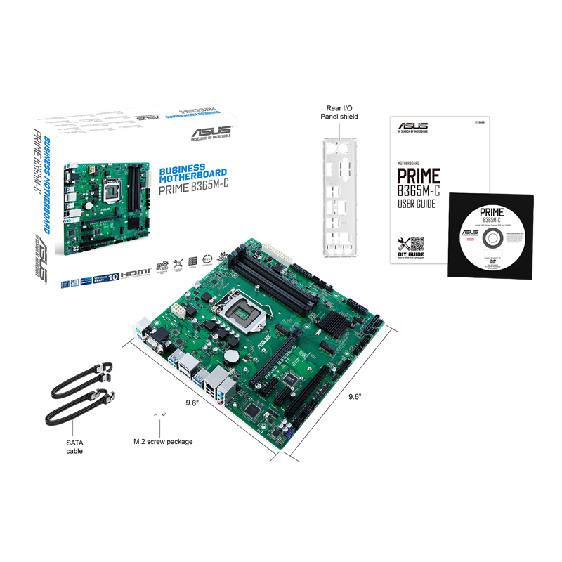 PRIME B365M-C motherboard, what’s inside the box  