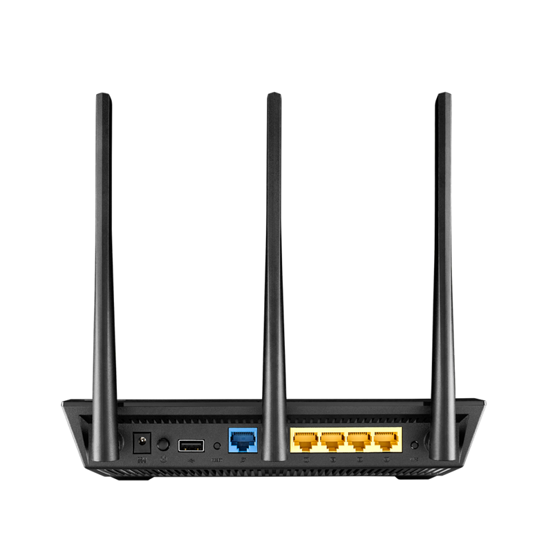 RT-AC66U B1 rear view, showing I/O ports