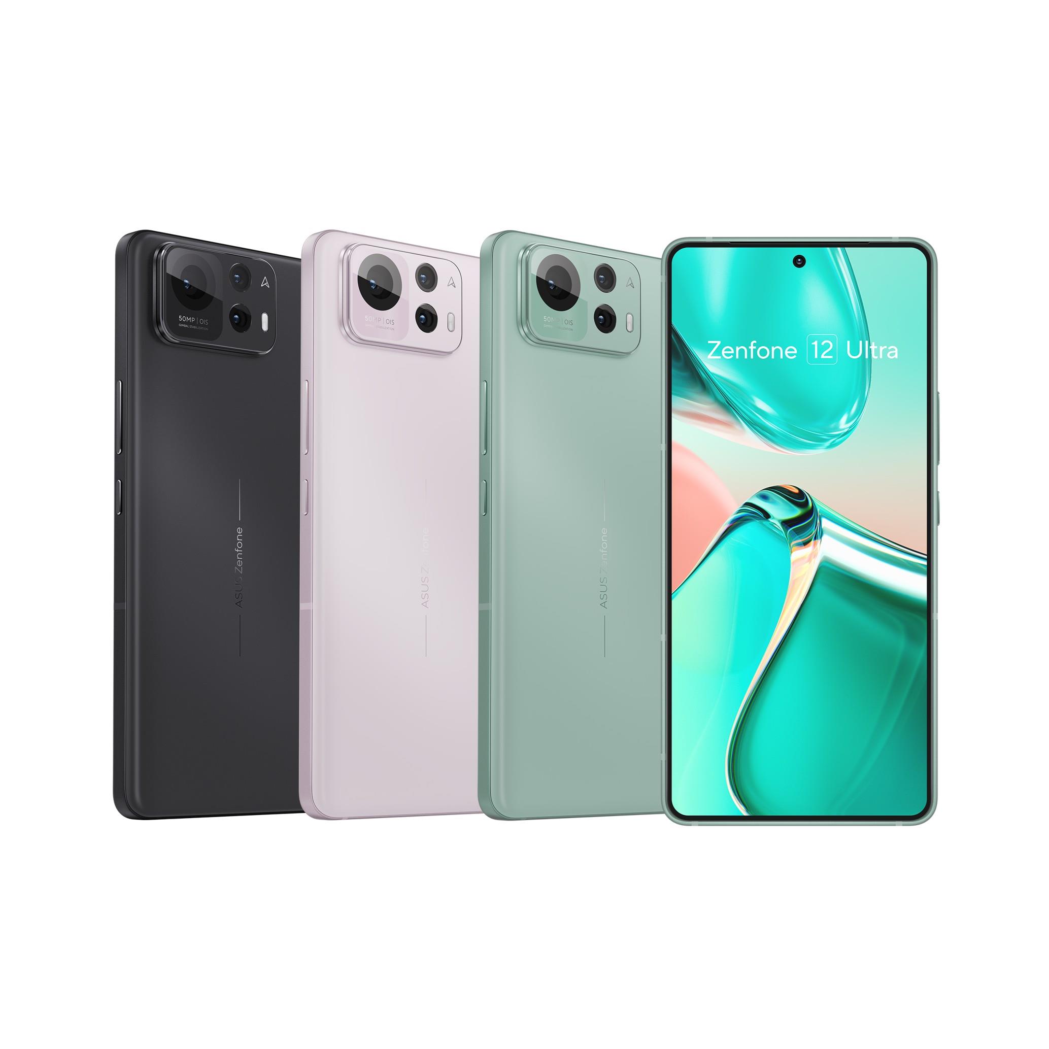 Zenfone 12 Ultraエボニーブラック、サクラホワイト、セージグリーン