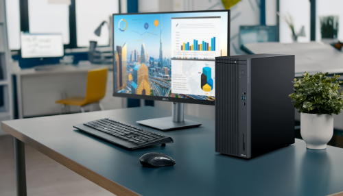 An ASUS Mini Tower setup in an office environment.