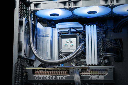 An ASUS computer tower with a power supply