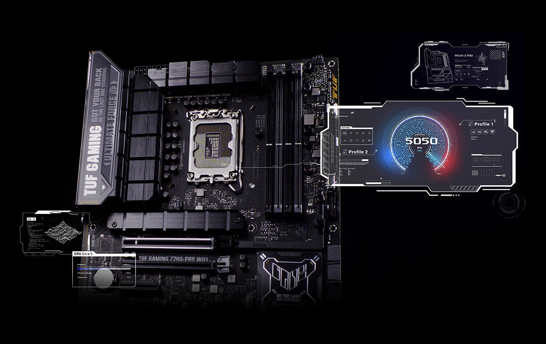 TUF GAMING Z790-PRO WIFI affichant AI overclocking.