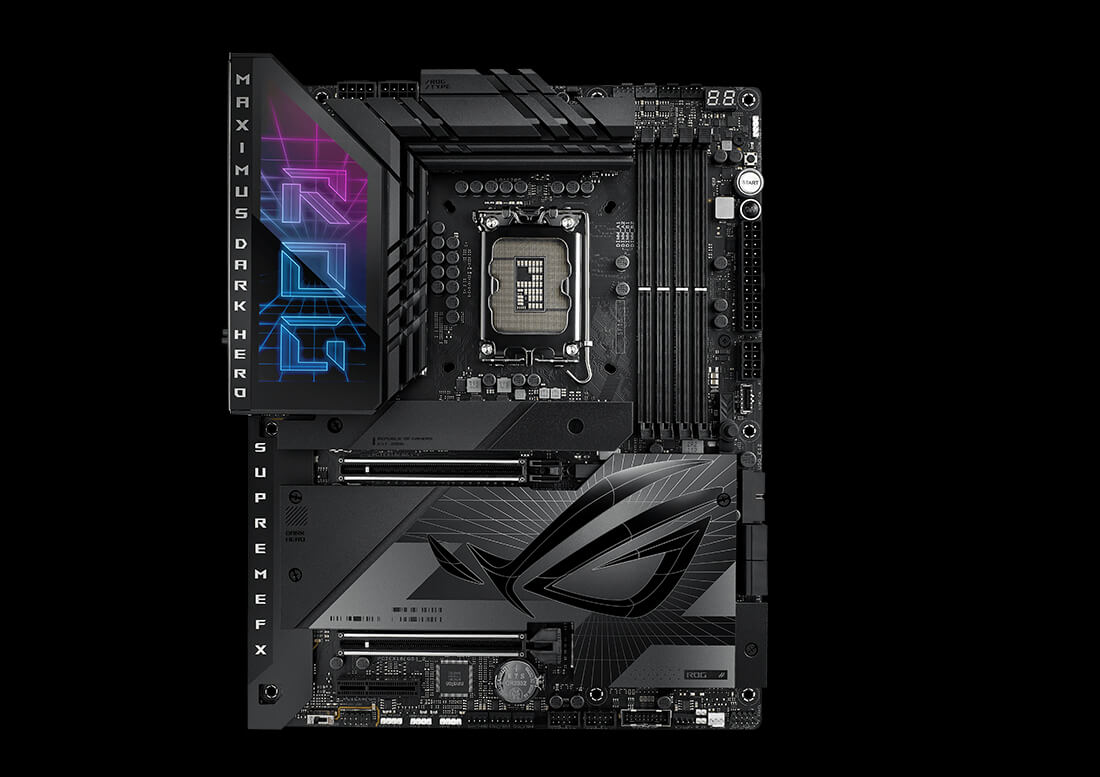 L'image montre l'emplacement de chaque design intuitif sur la ROG Maximus Z790 Extreme.