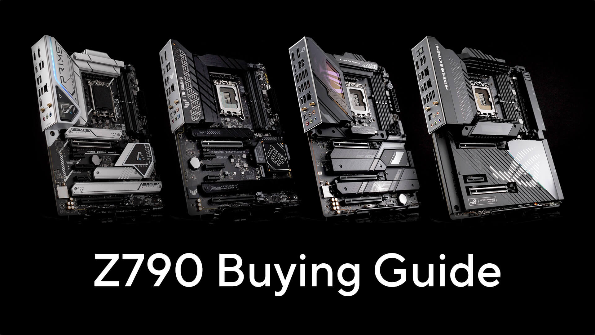 Image avec quatre cartes mères ASUS & ROG Z790