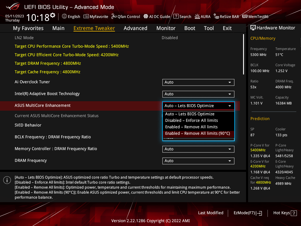 Užívateľské rozhranie ASUS MultiCore Enhancement
