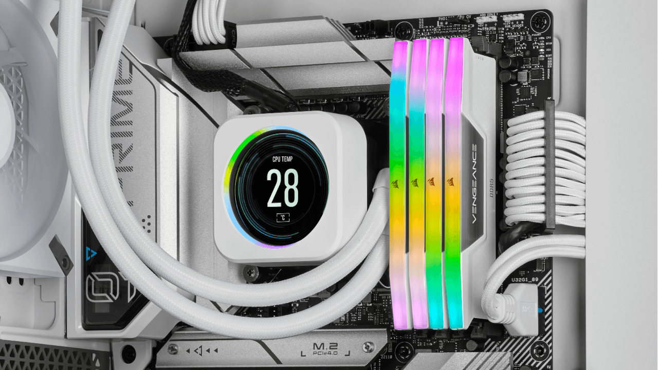 Obrázok základnej dosky ASUS Prime s pamäťou Corsair DDR5