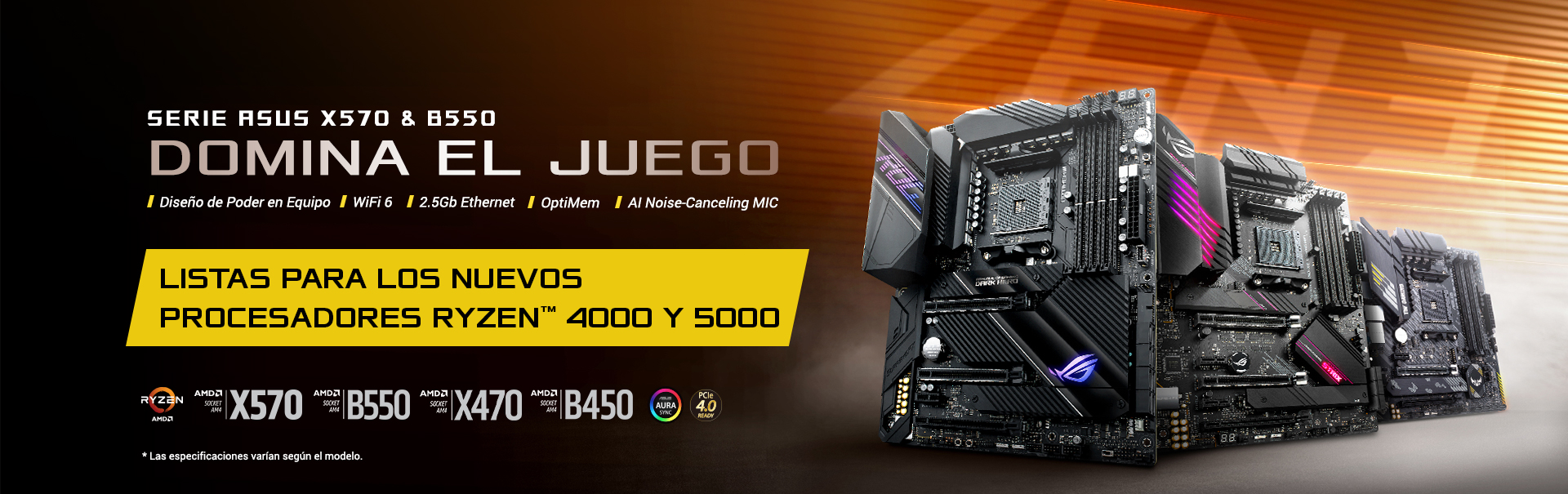 Tarjetas madre ASUS AMD B450 B550 X570
