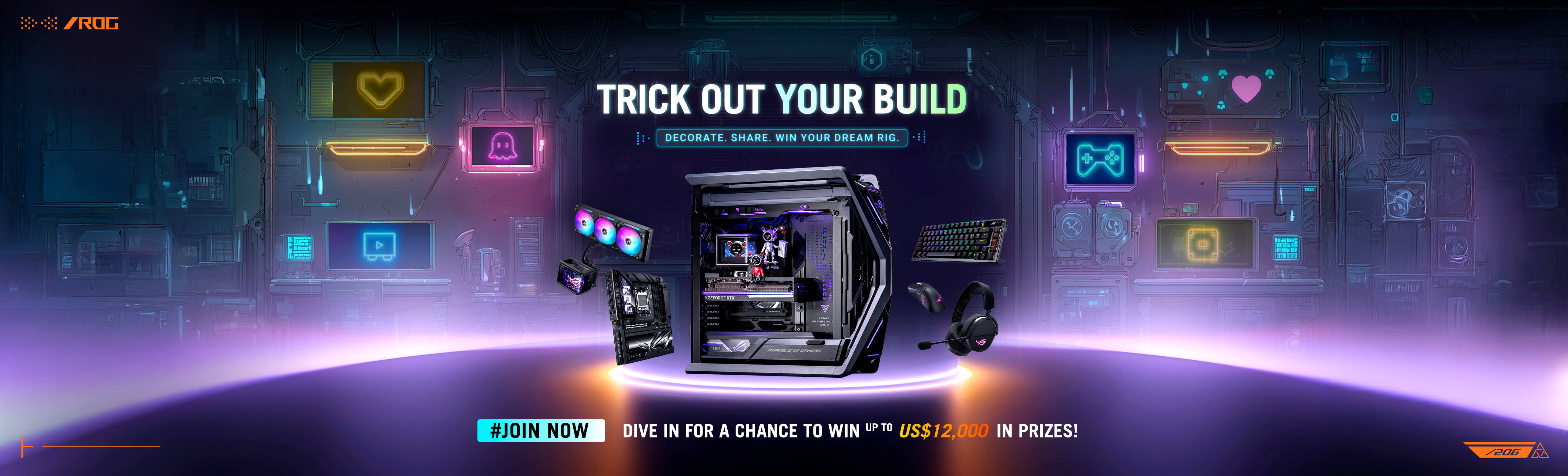 Sorteo ASUS Trick Out Your Build con PC y periféricos, participa ahora para ganar premioses de hasta 12.000 USD.