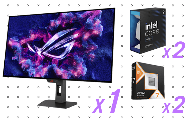 ROG Strix OLED XG32UCWG, procesador de sobremesa AMD Ryzen™ 7 9800X3D y procesador Intel® Core™ Ultra 9 285K